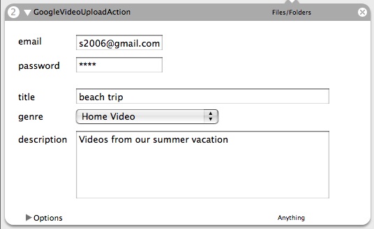 Google Video Upload Action